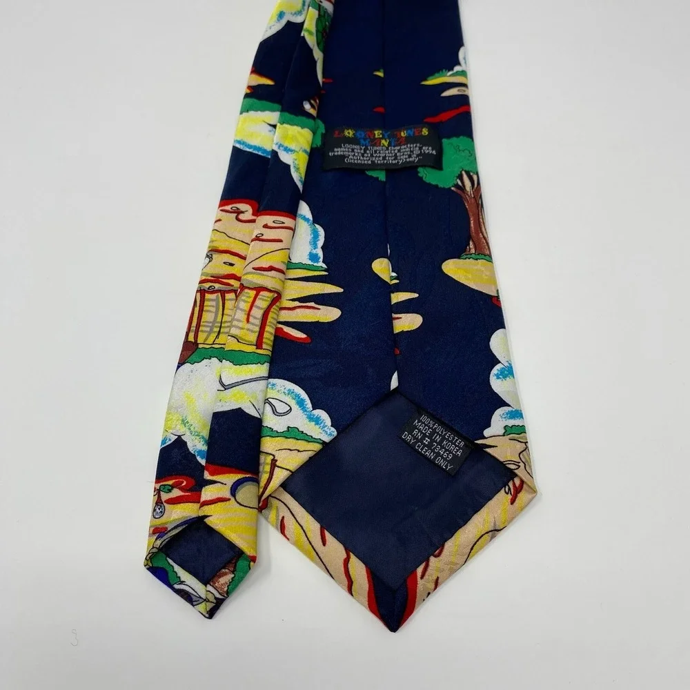 Vintage 1994 Looney Tunes Mania Tie‎ Men's Golf Necktie Tweety Taz Bugs Marvin